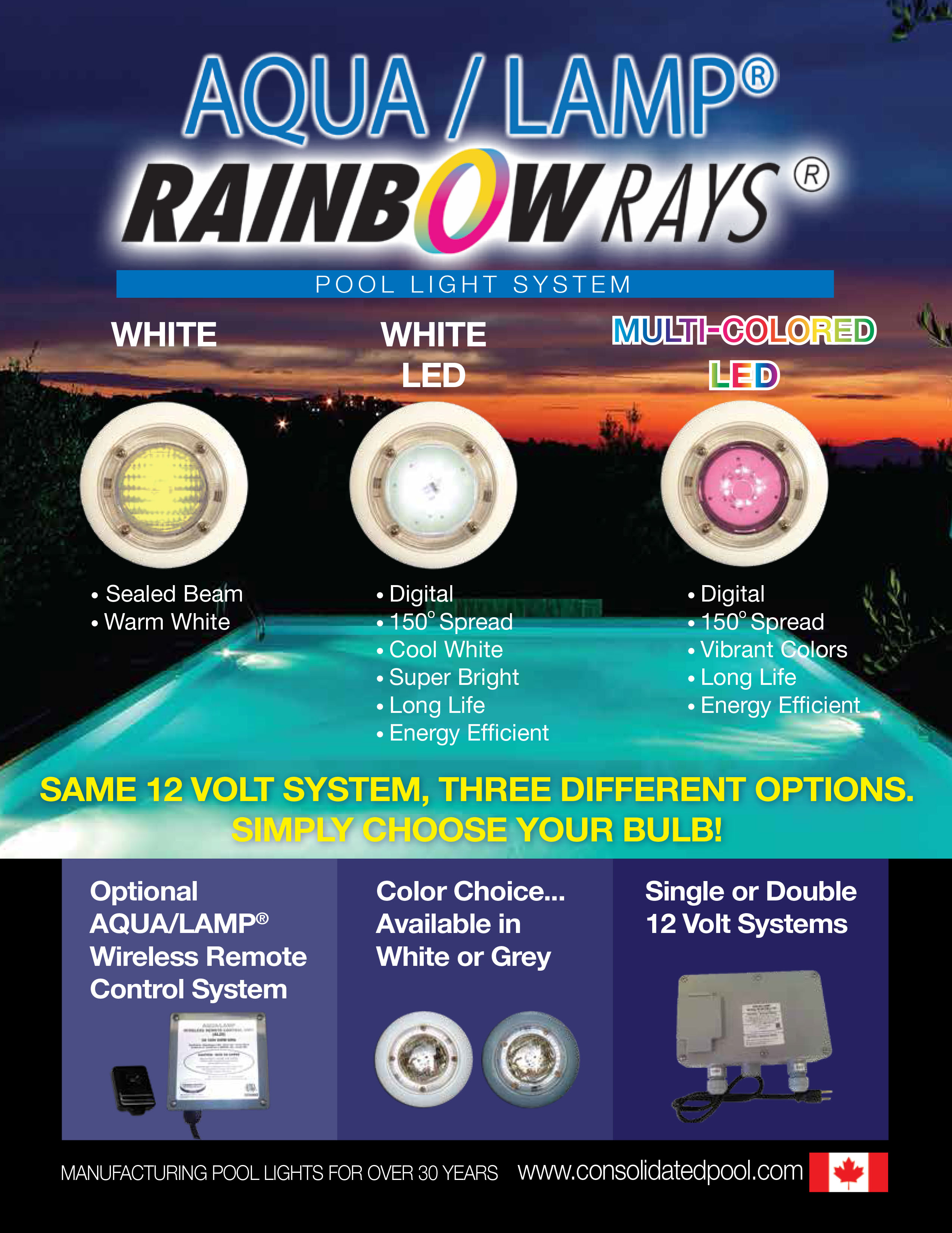 Aqua/Lamp® Rainbow Rays® Pool Light Systems